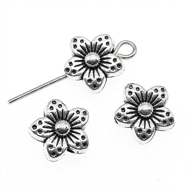 30 Tibetan Flower Charms 9X9x5mm Beads For Jewelry Making Charms & Pendants