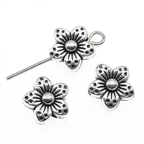 30 Tibetan Flower Charms 9X9x5mm Beads For Jewelry Making Charms & Pendants