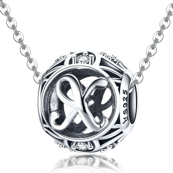 925 Sterling Silver 26 English Letter Beads For Diy Bracelets & Necklaces Style X Charms & Pendants