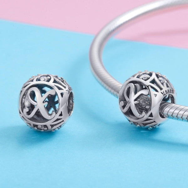925 Sterling Silver 26 English Letter Beads For Diy Bracelets & Necklaces Style X Charms & Pendants