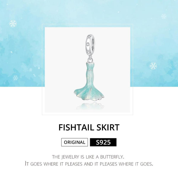 925 Sterling Silver Mermaid Skirt Pendant For Diy Bracelet Or Necklace Charms & Pendants