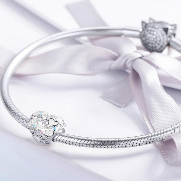 925 Sterling Silver Love Heart Beaded Bracelet Charms Daughter Charms & Pendants