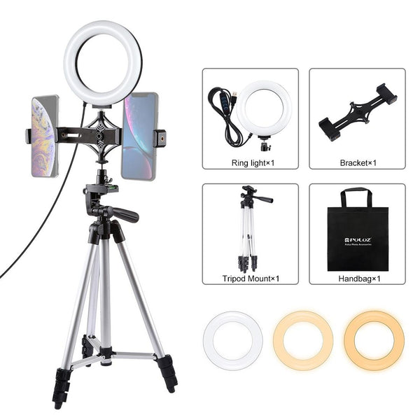 Live Broadcast Dual Phone Bracket And 6.2 Inch Led Ring Light Kit With Tripod Mount Mounts & Holders