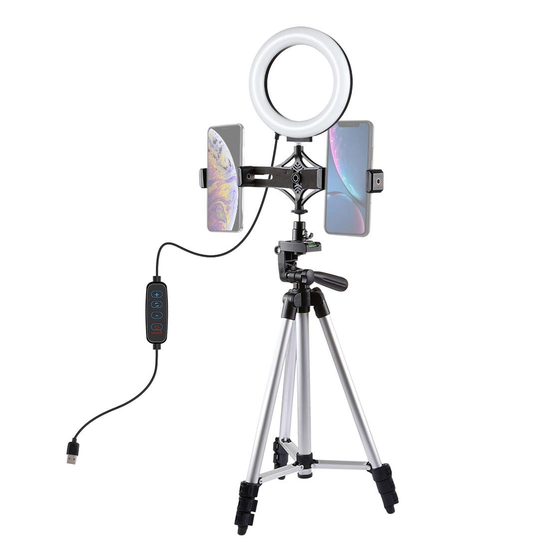 Live Broadcast Dual Phone Bracket And 6.2 Inch Led Ring Light Kit With Tripod Mount Mounts & Holders