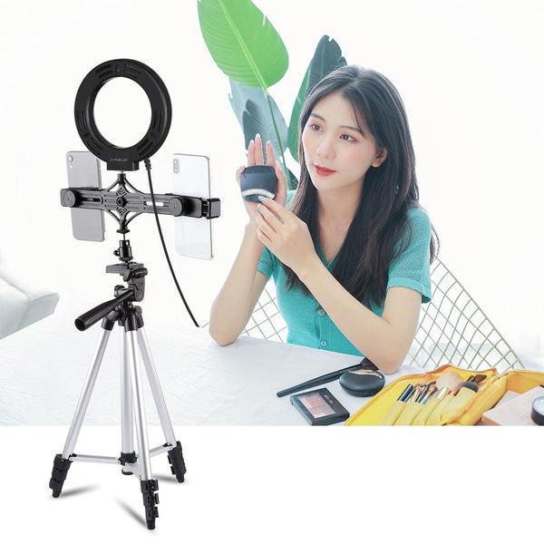 Live Broadcast Dual Phone Bracket And 6.2 Inch Led Ring Light Kit With Tripod Mount Mounts & Holders