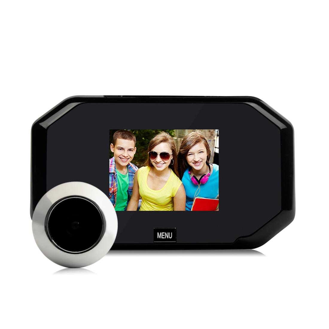3 Screen 1.0Mp Security Camera With Door Peephole & Tf Card Support Black Security Cameras