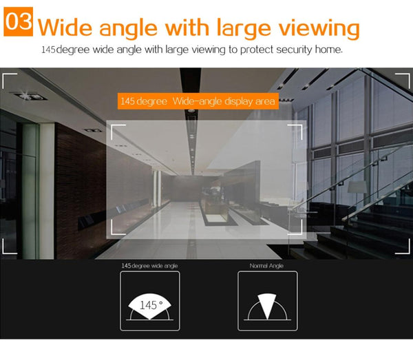 3 Screen 1.0Mp Security Camera With Door Peephole & Tf Card Support Black Security Cameras