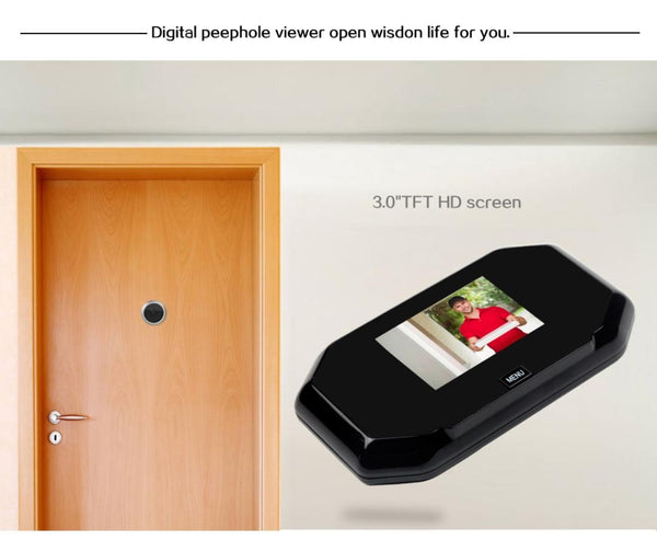 3 Screen 1.0Mp Security Camera With Door Peephole & Tf Card Support Black Security Cameras