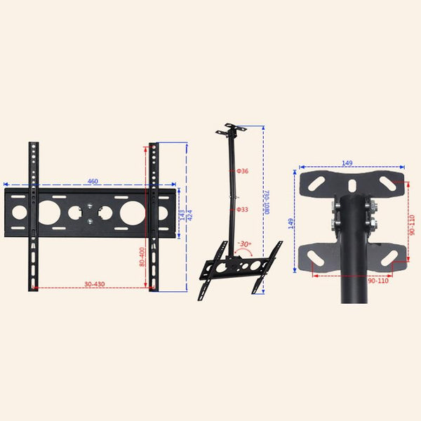 Single Screen Tv Wall / Ceiling Mount 32 70 Inch 0.5 3M Range Tv Stands & Mounts