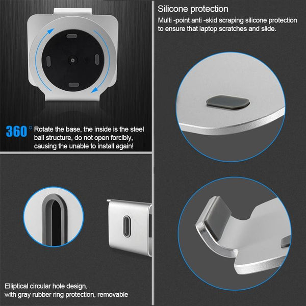 360 Degree Rotating Aluminum Laptop Stand Efficient Cooling Stands Holders & Car Mounts