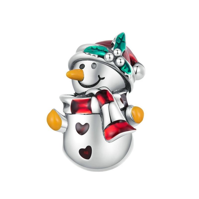 925 Sterling Silver Christmas Snowman Bracelet Beads Charms & Pendants