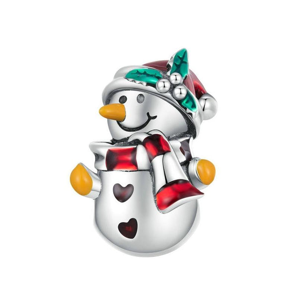 925 Sterling Silver Christmas Snowman Bracelet Beads Charms & Pendants