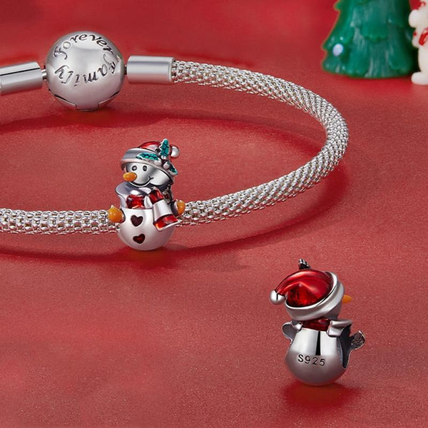 925 Sterling Silver Christmas Snowman Bracelet Beads Charms & Pendants