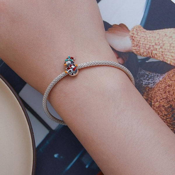 925 Sterling Silver Christmas Snowman Bracelet Beads Charms & Pendants