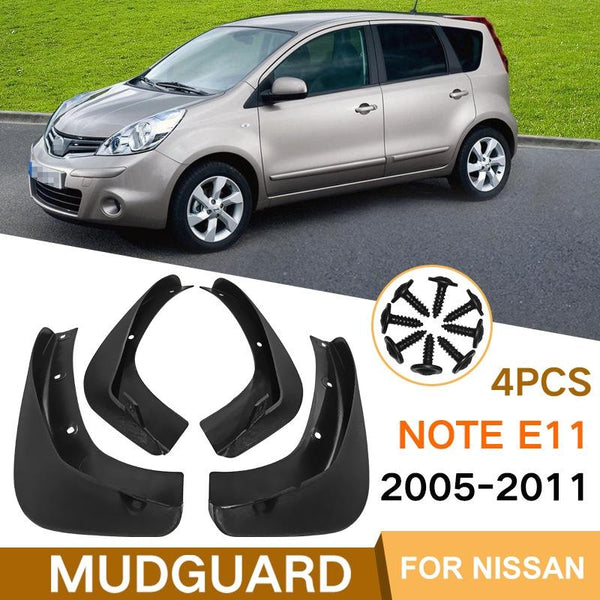 For Nissan Note E11 / Livina 2005 2009 4Pcs Set Car Auto Soft Plastic Splash Flaps Fender Guard Fenders & Mud Guards
