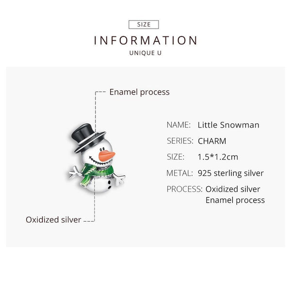 925 Sterling Silver Snowman Beads For Diy Bracelets & Necklaces Charms & Pendants