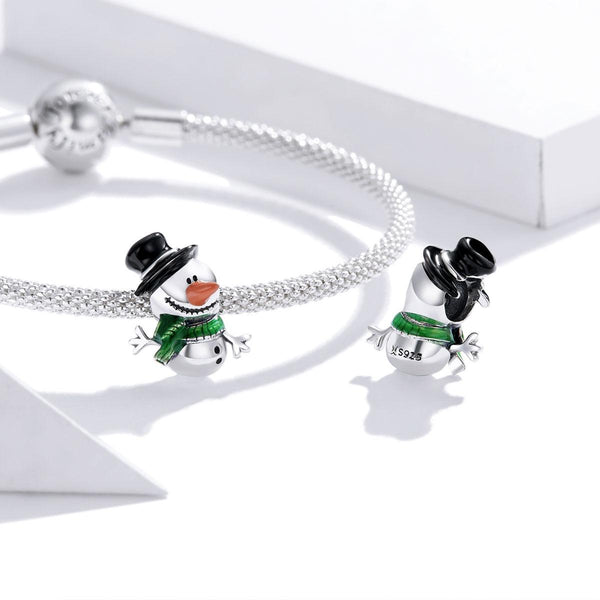 925 Sterling Silver Snowman Beads For Diy Bracelets & Necklaces Charms & Pendants