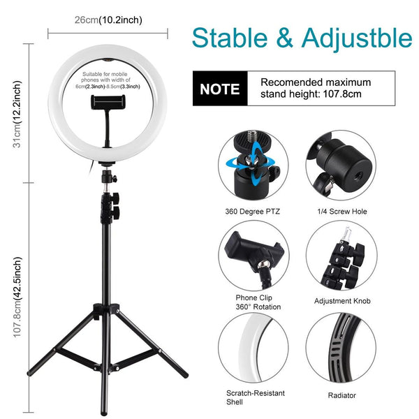 10.2 Inch Rgbw Led Ring Light Kit With Tripod And Phone Clamp For Video Production Other Mobile Accessories