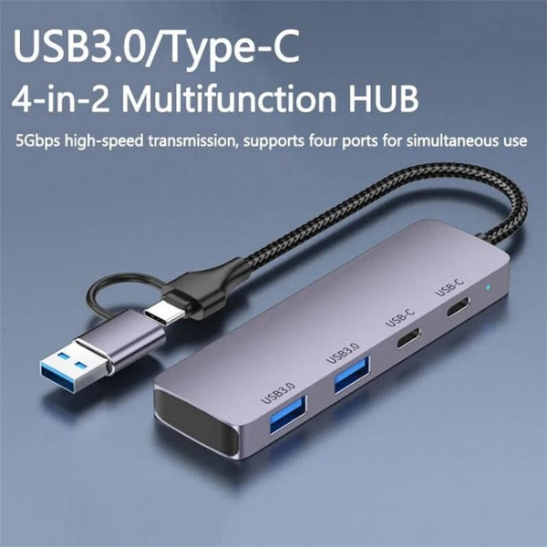 Usb 3.0 + Type C 4 Port Hub Docking Station Usb Cables Hubs & Adapters