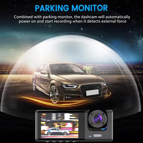 Hd Night Vision Car Driving Recorder With 3 Lenses Video In Dash Units W/O Gps