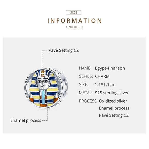 925 Sterling Silver Egyptian Pharaoh Beads For Diy Bracelets & Necklaces Charms & Pendants