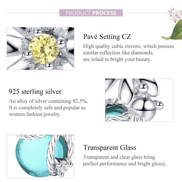 925 Sterling Silver Daisy & Firefly Crystal Bead Bracelet Charms & Pendants