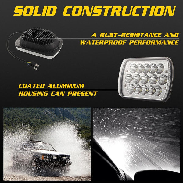 7 Inch 5X7 H4 15W Dc 9 30V 1500Lm Ip67 Car Truck Off Road Vehicle Led Work Lights / Headlight With 15Leds Lamps Led Car Lights