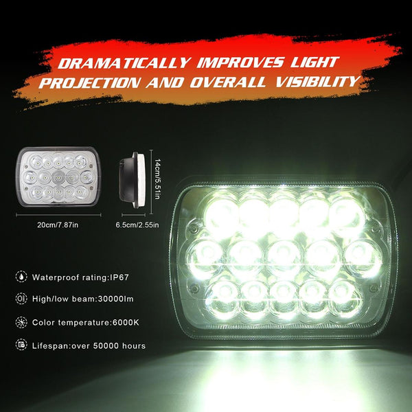 7 Inch 5X7 H4 15W Dc 9 30V 1500Lm Ip67 Car Truck Off Road Vehicle Led Work Lights / Headlight With 15Leds Lamps Led Car Lights