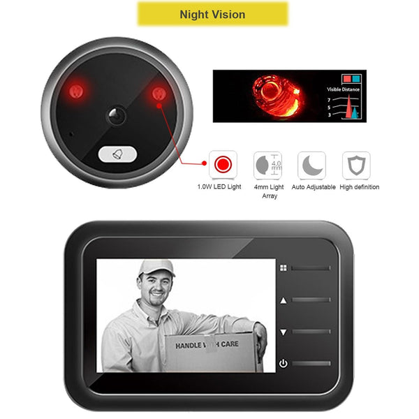 2.4 Night Vision Lcd Cat Eye Doorbell With Photo / Video Display Smart Doorbells