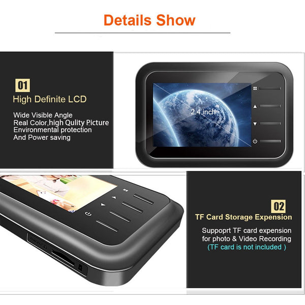 2.4 Night Vision Lcd Cat Eye Doorbell With Photo / Video Display Smart Doorbells