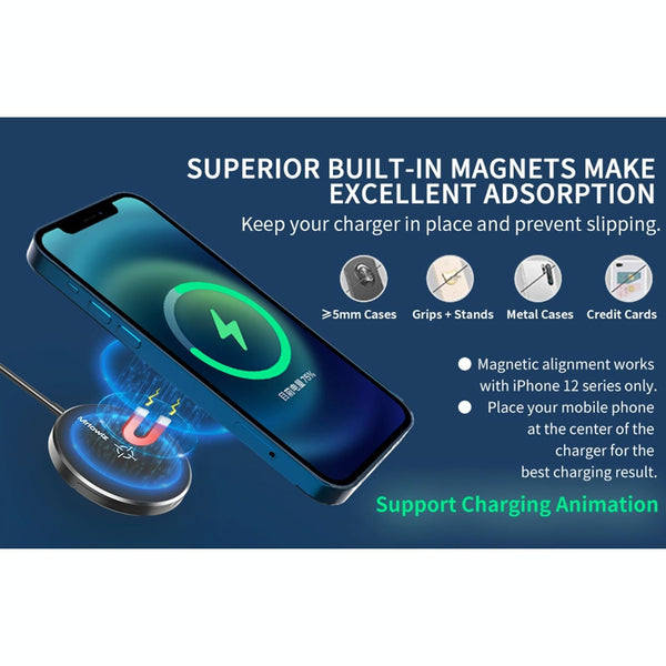 15W Desktop Magsafe Magnetic Wireless Charger With Usb Cable Chargers & Cradles