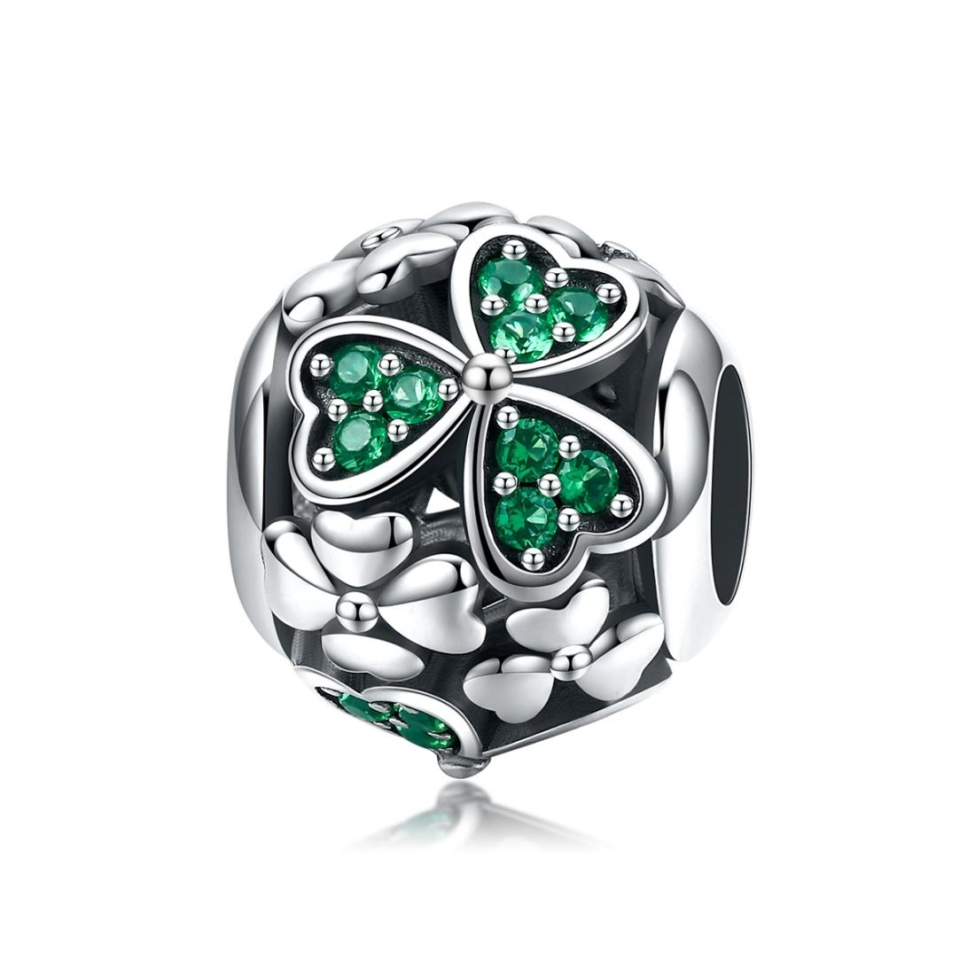 925 Sterling Silver Green Clover Bead For Diy Bracelets Charms & Pendants