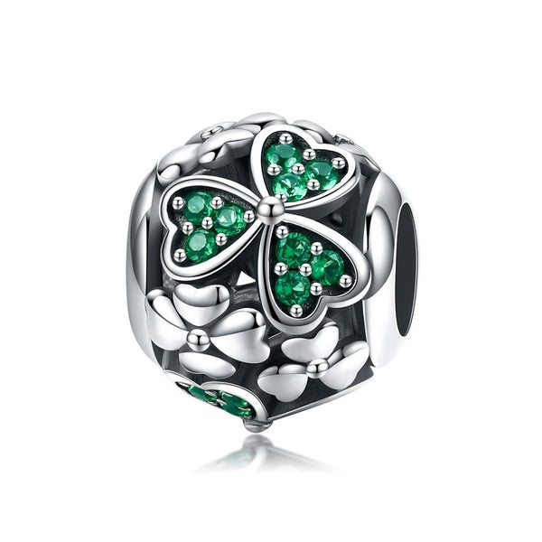 925 Sterling Silver Green Clover Bead For Diy Bracelets Charms & Pendants