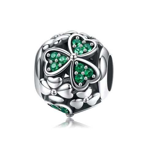 925 Sterling Silver Green Clover Bead For Diy Bracelets Charms & Pendants