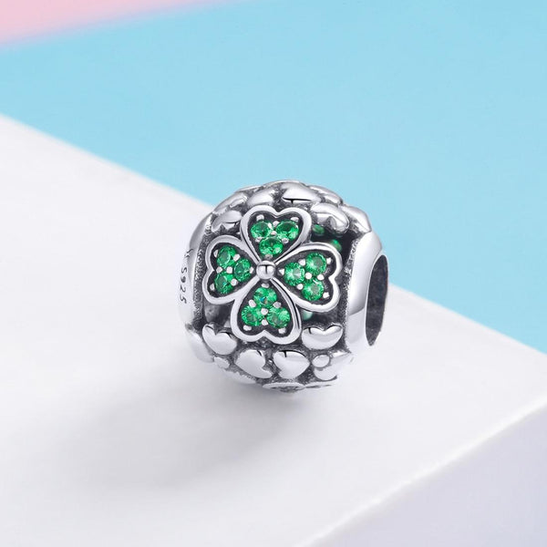 925 Sterling Silver Green Clover Bead For Diy Bracelets Charms & Pendants