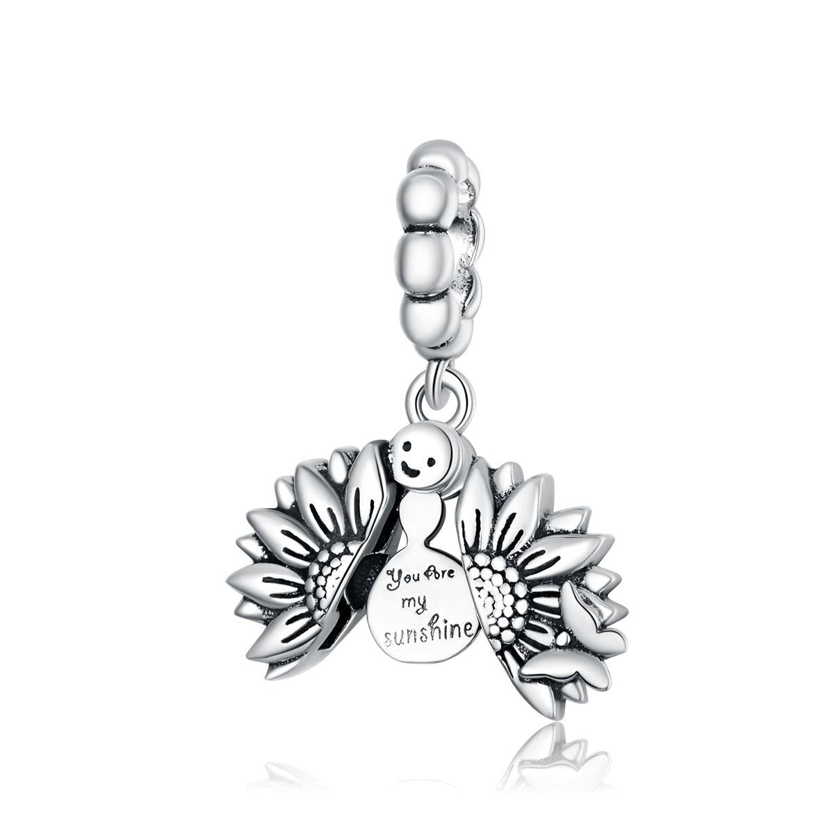 925 Sterling Silver Smiling Sunflower Pendant For Diy Bracelets & Necklaces Charms & Pendants