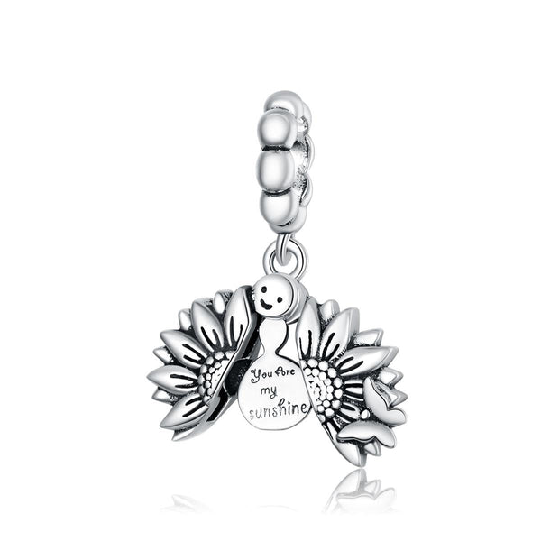 925 Sterling Silver Smiling Sunflower Pendant For Diy Bracelets & Necklaces Charms & Pendants