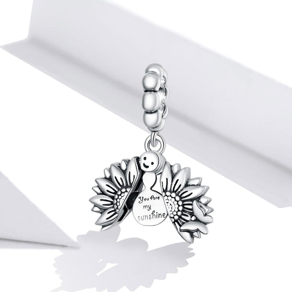 925 Sterling Silver Smiling Sunflower Pendant For Diy Bracelets & Necklaces Charms & Pendants