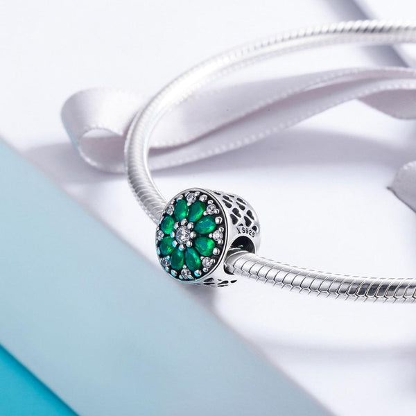 925 Sterling Silver Green Bead Pendant For Diy Bracelet Or Necklace Craft Beads