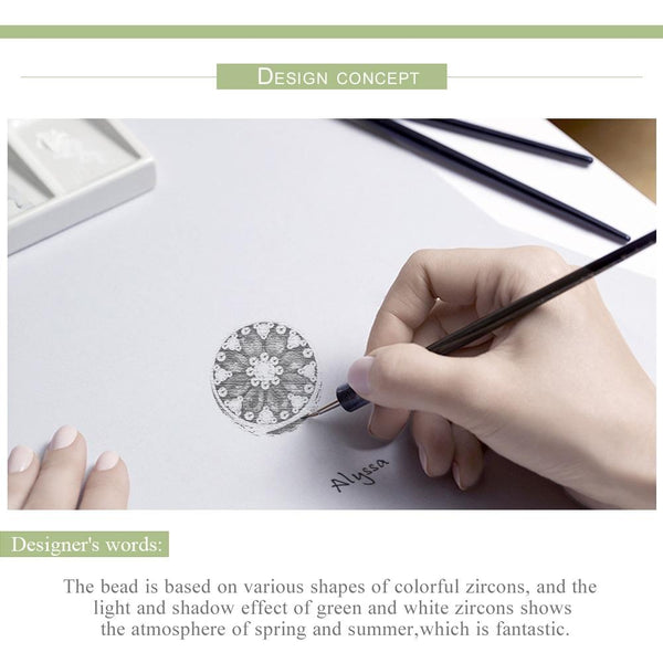 925 Sterling Silver Green Bead Pendant For Diy Bracelet Or Necklace Craft Beads