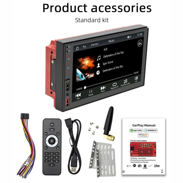 1 Sets Of 7 Inch Hd Touch Car Mp5 Player W / Bluetooth Reverse Mobile Internet Wired Carplay & Android Auto Other Car Audio