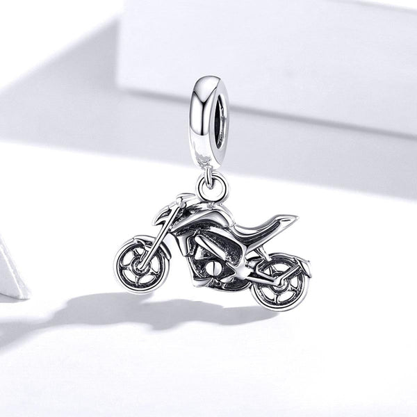 925 Sterling Silver Motorcycle Pendant For Bracelet Or Necklace Charms & Pendants