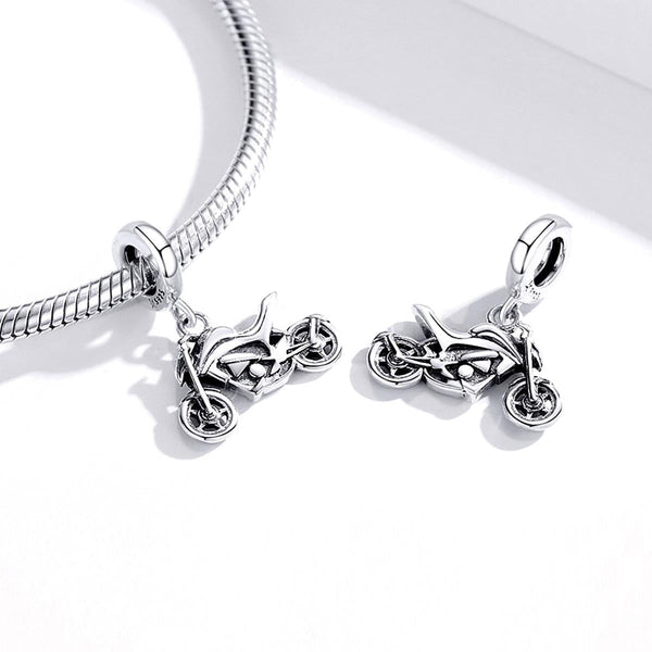925 Sterling Silver Motorcycle Pendant For Bracelet Or Necklace Charms & Pendants