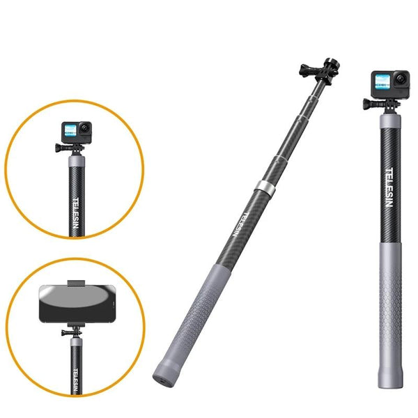 Carbon Fiber Selfie Stick For Action Cameras With 1/4 Screw Video Recording Selfie Sticks