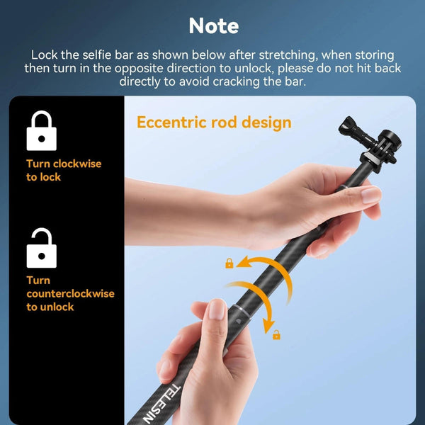 Carbon Fiber Selfie Stick For Action Cameras With 1/4 Screw Video Recording Selfie Sticks