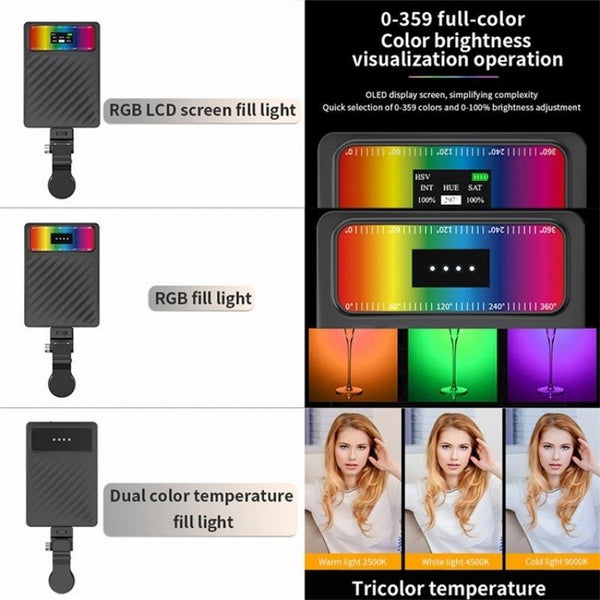 Clip On Fill Light For Mobile Devices With Three Modes Audio And Video Selfie Lights