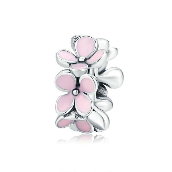 925 Sterling Silver Enamel Flower Charm Bracelet Bracelets
