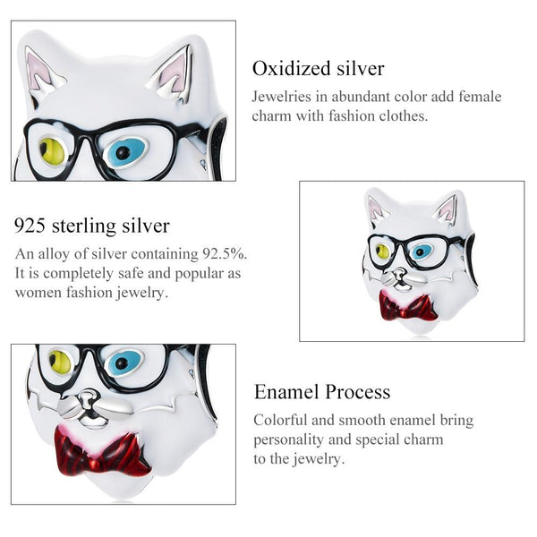 925 Sterling Silver Cat Bead For Diy Bracelet Or Necklace Charms & Pendants