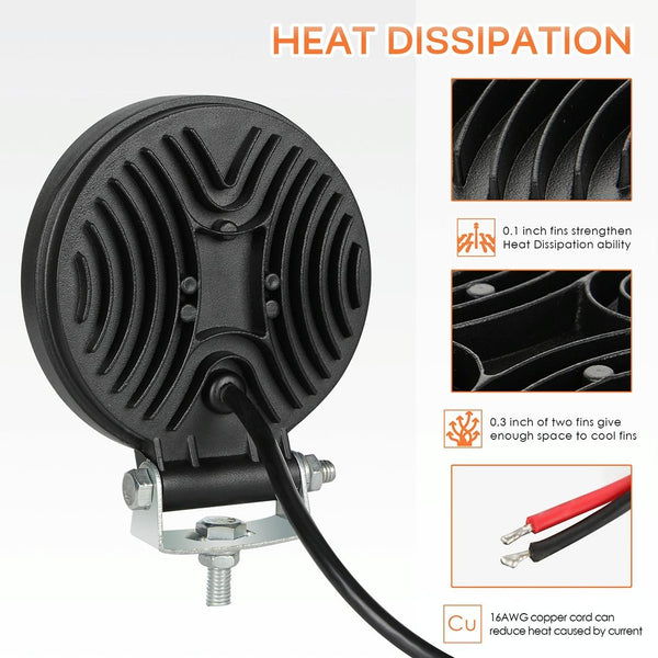 2 Pcs 4 Inch 15W Spot / Flood Light White Round Shaped Waterproof Car Suv Work Lights Spotlight Led Bulbs Dc 9 30V Torches & Work Lights