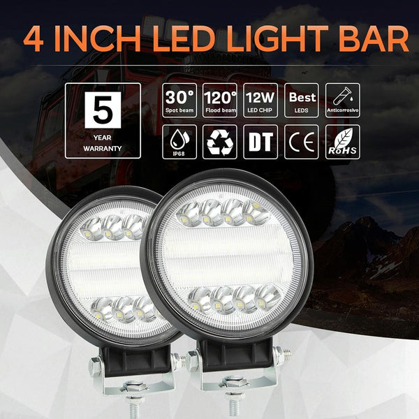 2 Pcs 4 Inch 15W Spot / Flood Light White Round Shaped Waterproof Car Suv Work Lights Spotlight Led Bulbs Dc 9 30V Torches & Work Lights